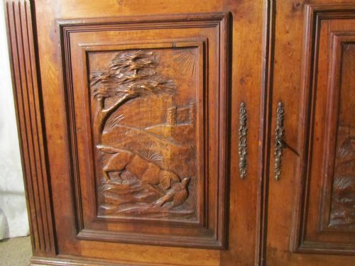fig 2. French Buffet de Corp, Carved Walnut Game Cupboard, Bookcase