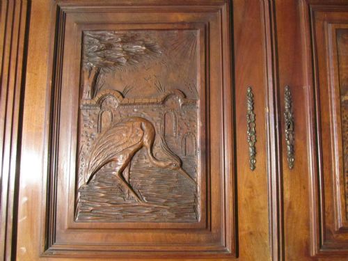 fig 3. French Buffet de Corp, Carved Walnut Game Cupboard, Bookcase