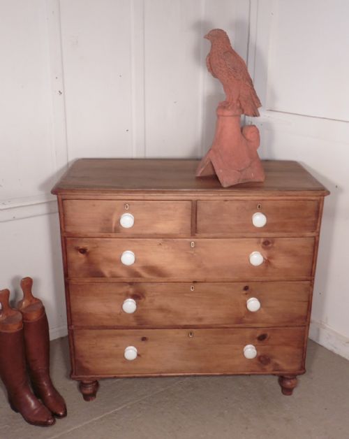 Large Victorian Rustic Pine Chest of Drawers