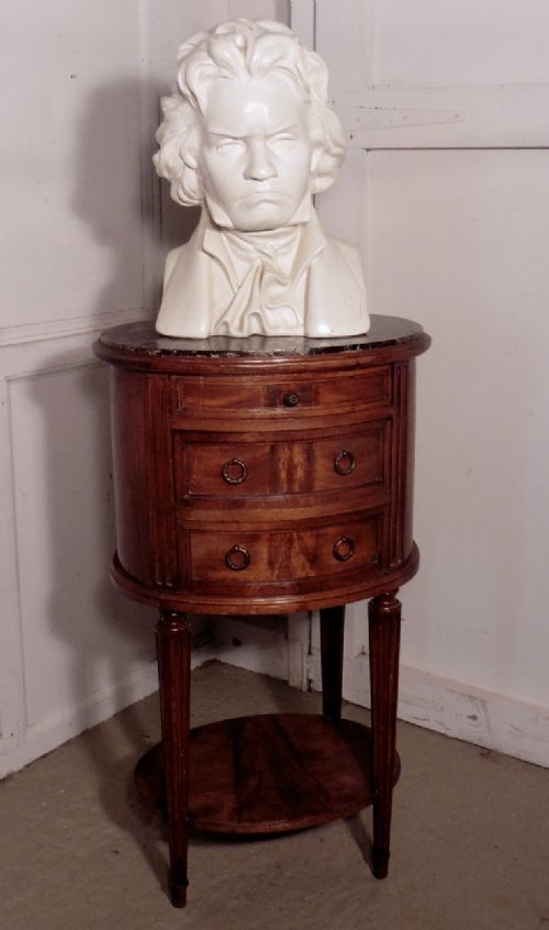 French 19th Century Oval Walnut Bedside Cabinet