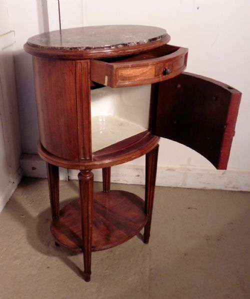 fig 1. French 19th Century Oval Walnut Bedside Cabinet