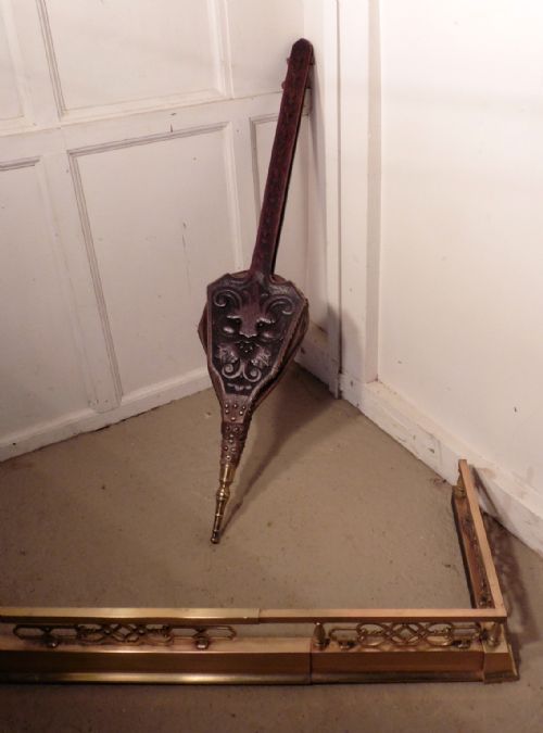 A Pair of  Large 19th Century Carved Green Man Oak Bellows