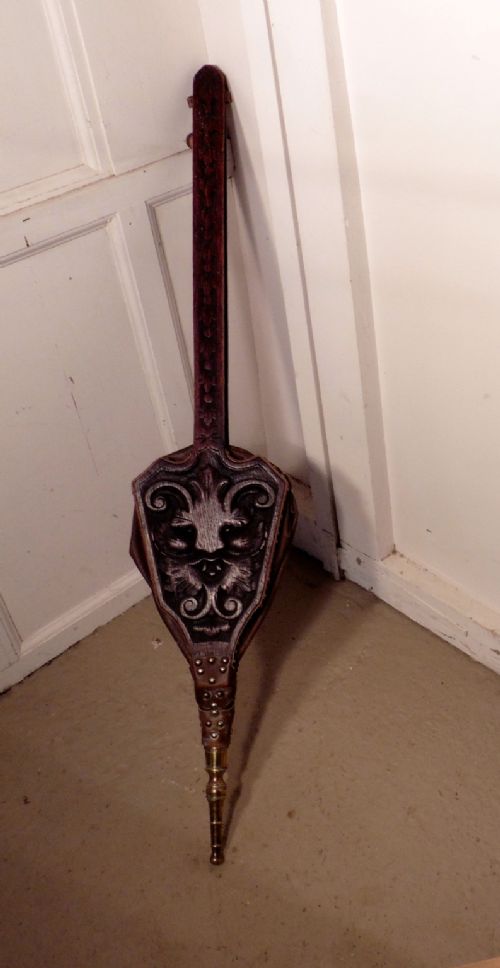 fig 2. A Pair of  Large 19th Century Carved Green Man Oak Bellows