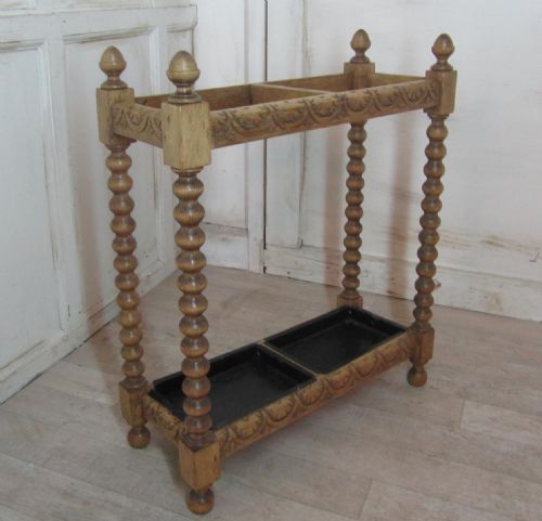 A Victorian Bleached Oak Stick Stand or Umbrella Hall Stand