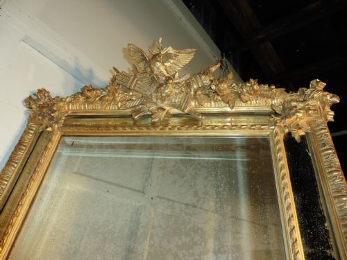 fig 1. Large Shabby Gilt Napoleon III French Cushion Mirror