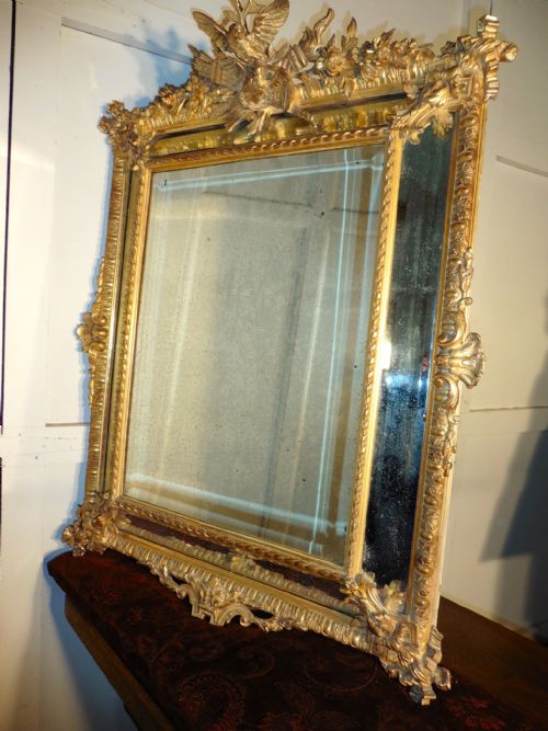 fig 3. Large Shabby Gilt Napoleon III French Cushion Mirror