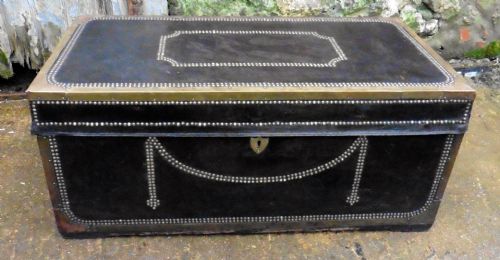 fig 3. Large Leather and Brass Bound Camphor Wood Chest