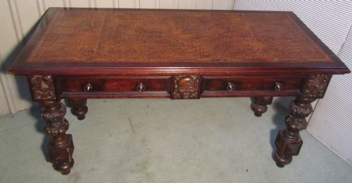 fig 1. A Victorian Carved Oak Desk 0r Writing Table