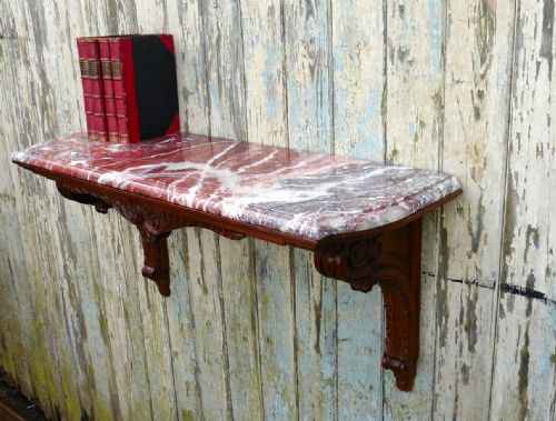 Charming, Carved French Walnut Hall Table, Wall Shelf