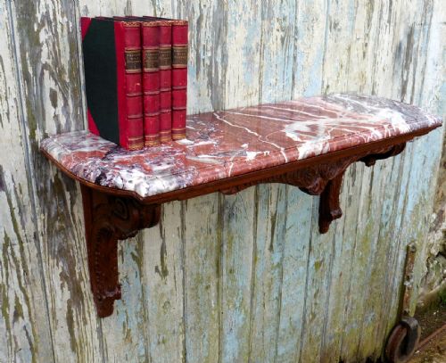 fig 2. Charming, Carved French Walnut Hall Table, Wall Shelf