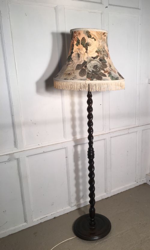 Oak Barley Twist Floor Standing Standard Lamp