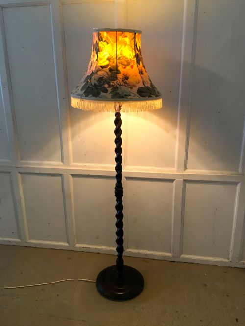 fig 2. Oak Barley Twist Floor Standing Standard Lamp