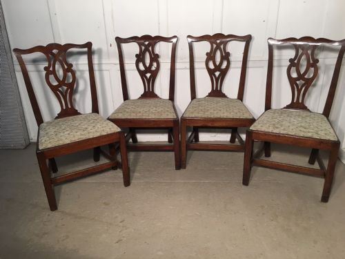 fig 1. A Harlequin Set of 6 Georgian Chippendale Mahogany Dining Chairs 