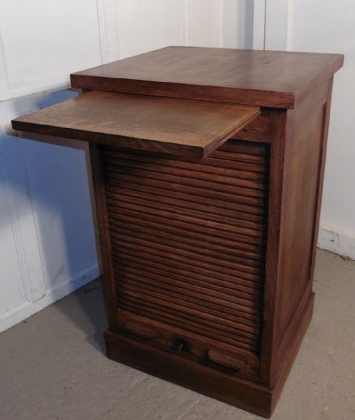 fig 2. French Tambour Fronted Oak Art Deco Filing Cabinet, by Standard