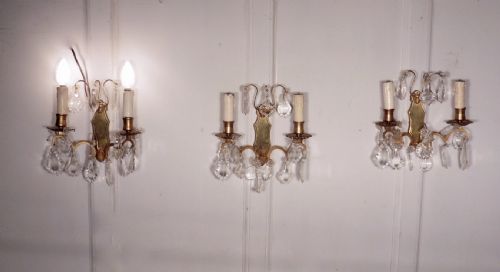 A Set of 3 Twin Wall Light Chandeliers