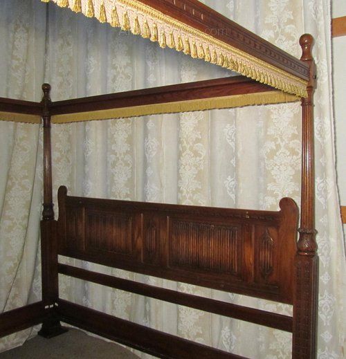 fig 1. A Large Gothic Oak 4 Poster Double Bed