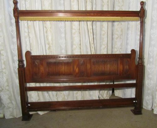 fig 2. A Large Gothic Oak 4 Poster Double Bed
