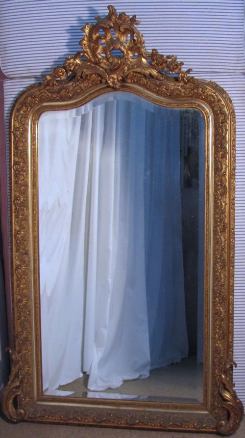 A Spectacular Large French Shabby Gilt Console Mirror