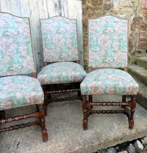 fig 1. Set of 6 Upholstered French Oak Dining Chairs