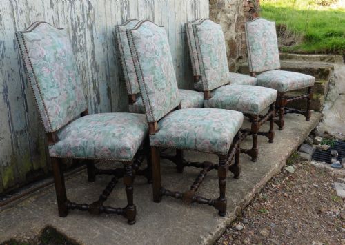 fig 3. Set of 6 Upholstered French Oak Dining Chairs