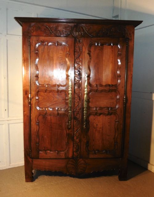 Superb Breton Elm Armoire, or Housekeeper’s  Cupboard or Wardrobe