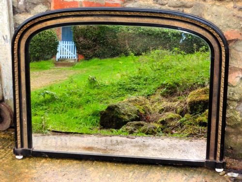 Victorian Gold and Black Over Mantle Mirror