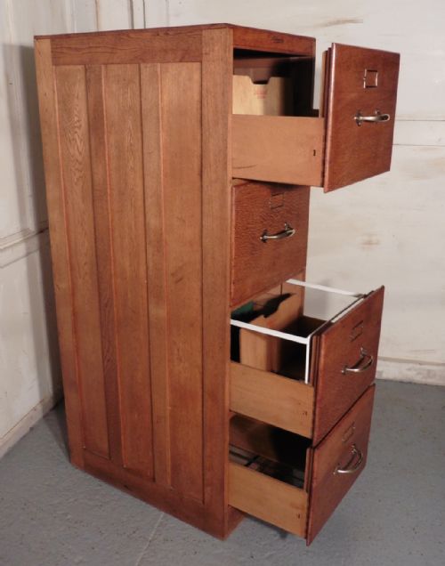 fig 1. Large 4 Drawer Golden Oak Filing Cabinet by Advance
