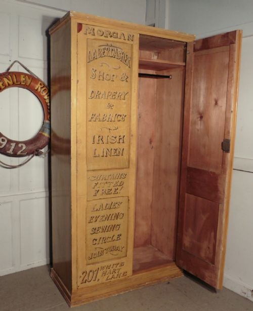 fig 2. Victorian Sign Painted Pine Cupboard, Haberdashery Shop Display