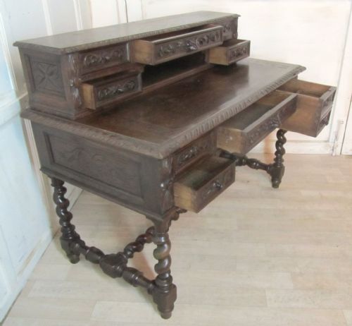 fig 2. Carved French Oak Bonheur de Jour or Writing Table, Desk
