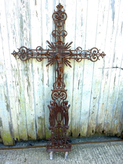 A Large Architectural French Cast Iron Cross, Crucifix