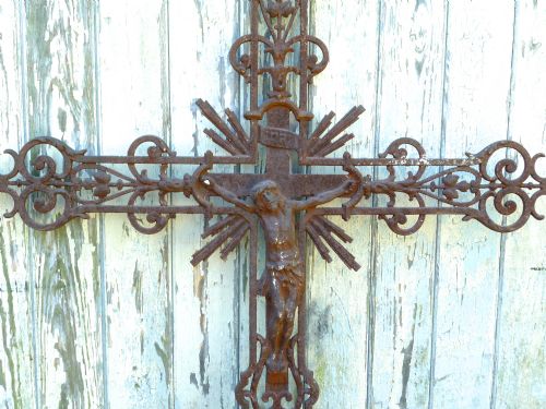 fig 1. A Large Architectural French Cast Iron Cross, Crucifix