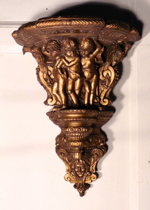 A 19th Century Carved Wood Gilt Wall Bracket, Putti, Eagles