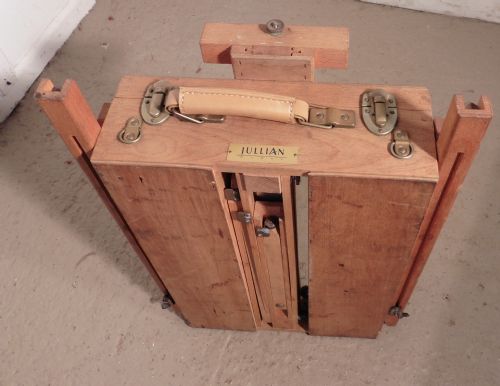 fig 2. A French Folding Easel, Artists Suitcase Easel and Pallet