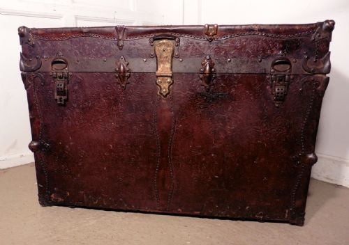 fig 2. Spanish Leather Travel Trunk, Steamer Trunk