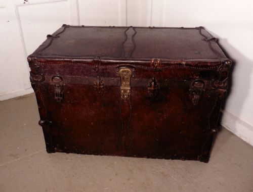 fig 3. Spanish Leather Travel Trunk, Steamer Trunk