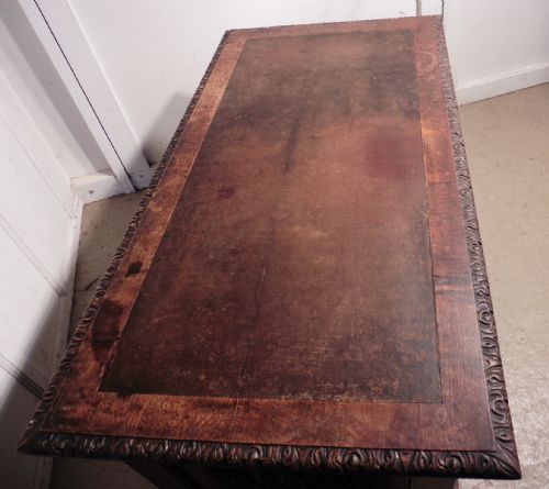 fig 2. A Superb Victorian Green Man Carved Oak Pedestal Desk