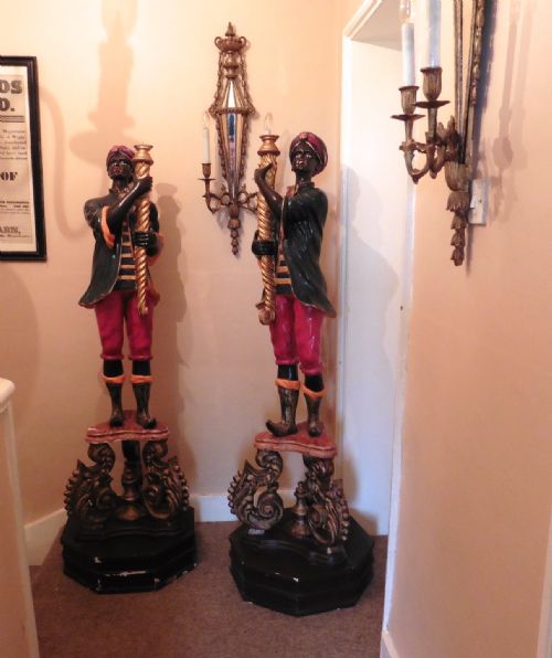 A Magnificent Pair of Venetian Blackamoor Candle Sconces