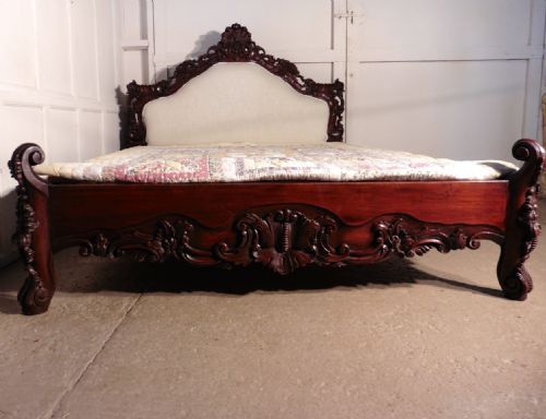 fig 1. A Superb French Carved Mahogany Rococo Château 5ft Double Bed,