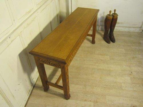fig 1. Victorian Carved Golden Oak Window Seat, Hall Bench