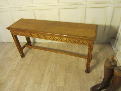 fig 2. Victorian Carved Golden Oak Window Seat, Hall Bench