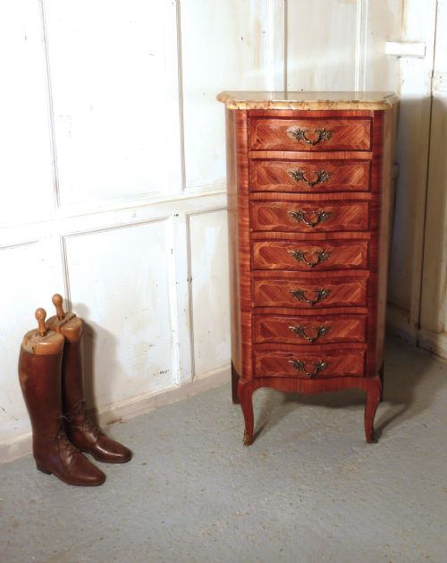 French Louis Xvi Style Bombe Commode Chest of Drawers