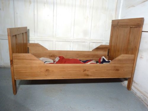 fig 1. A 19th Century French Rustic Pine Single Sleigh Bed