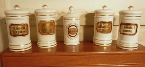 A Collection of 5 Chemist Jars