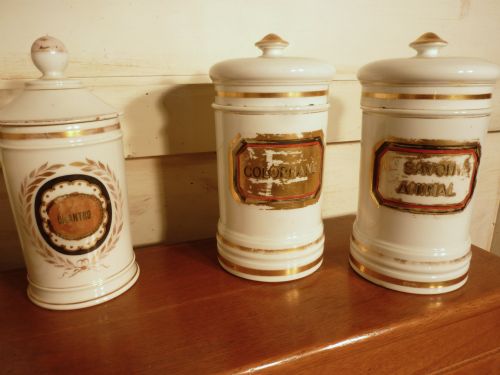 fig 1. A Collection of 5 Chemist Jars