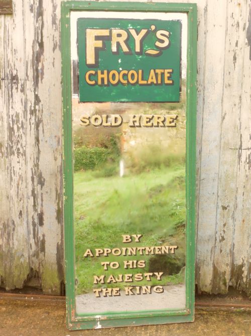 Large Edwardian Sweet Shop Advertising Mirror, Fry’s Chocolate