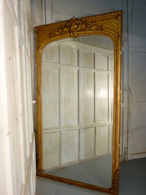 Very Large French Gold Mirror, Gilt Console Mirror