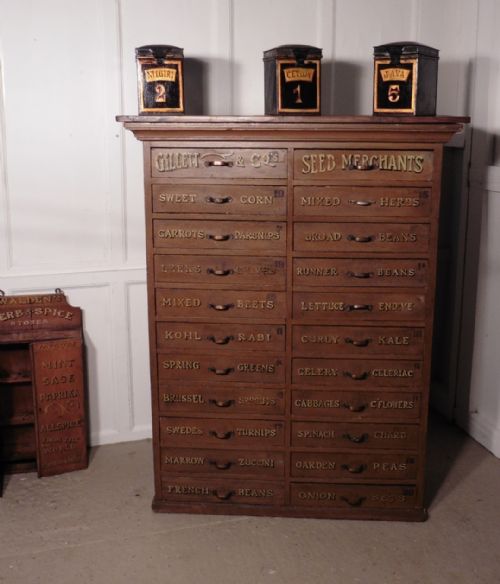A Garden Supplies Store Shop Fitting, Seed Merchant’s Collectors Cabinet