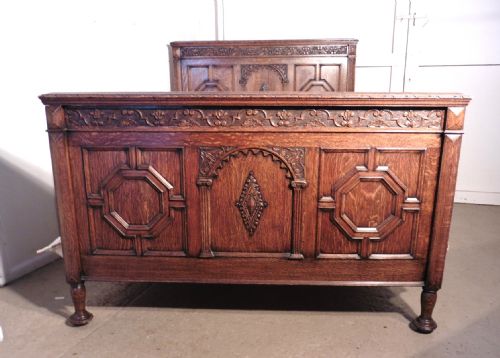 fig 1. A Superb Victorian Gothic Carved Oak Double bed