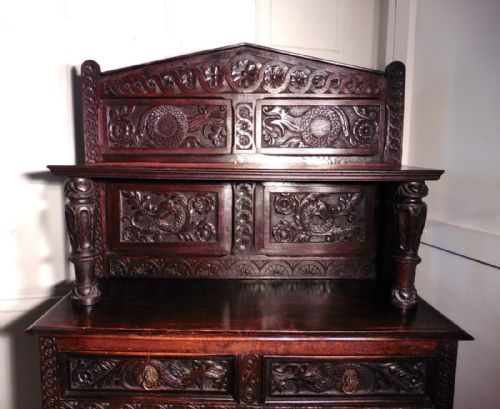 fig 3. 19th Century Carved Welsh Oak Sideboard, Dresser or Hall Cupboard