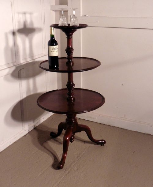Tall Georgian Mahogany 3 Tier Dumb Waiter